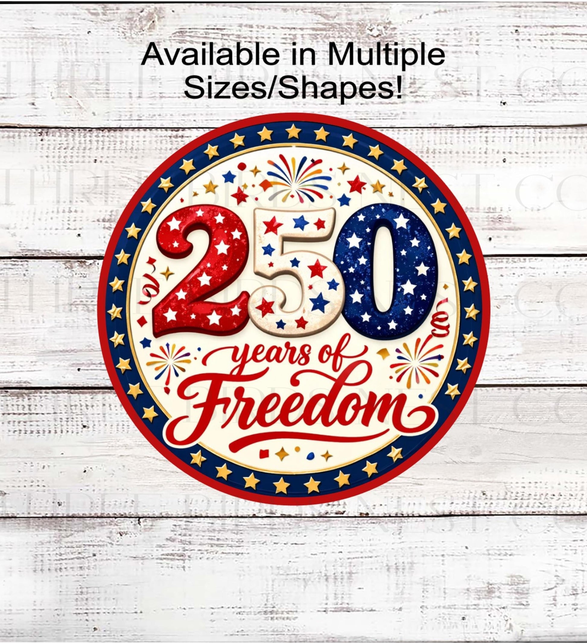 Patriotic Wreath Sign, American Flag, 250 Years of Freedom- PH2538