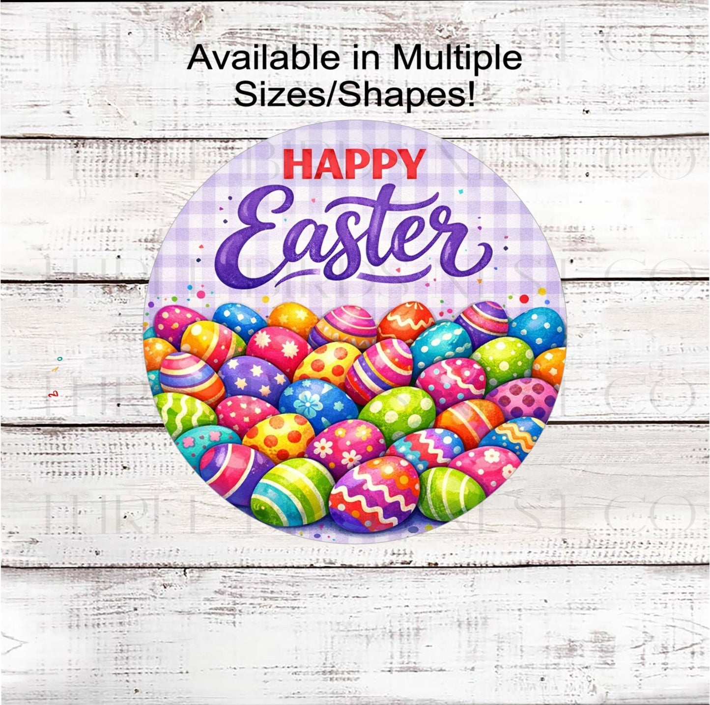 Happy Easter Wreath Sign, Colorful Eggs Decor- E2544