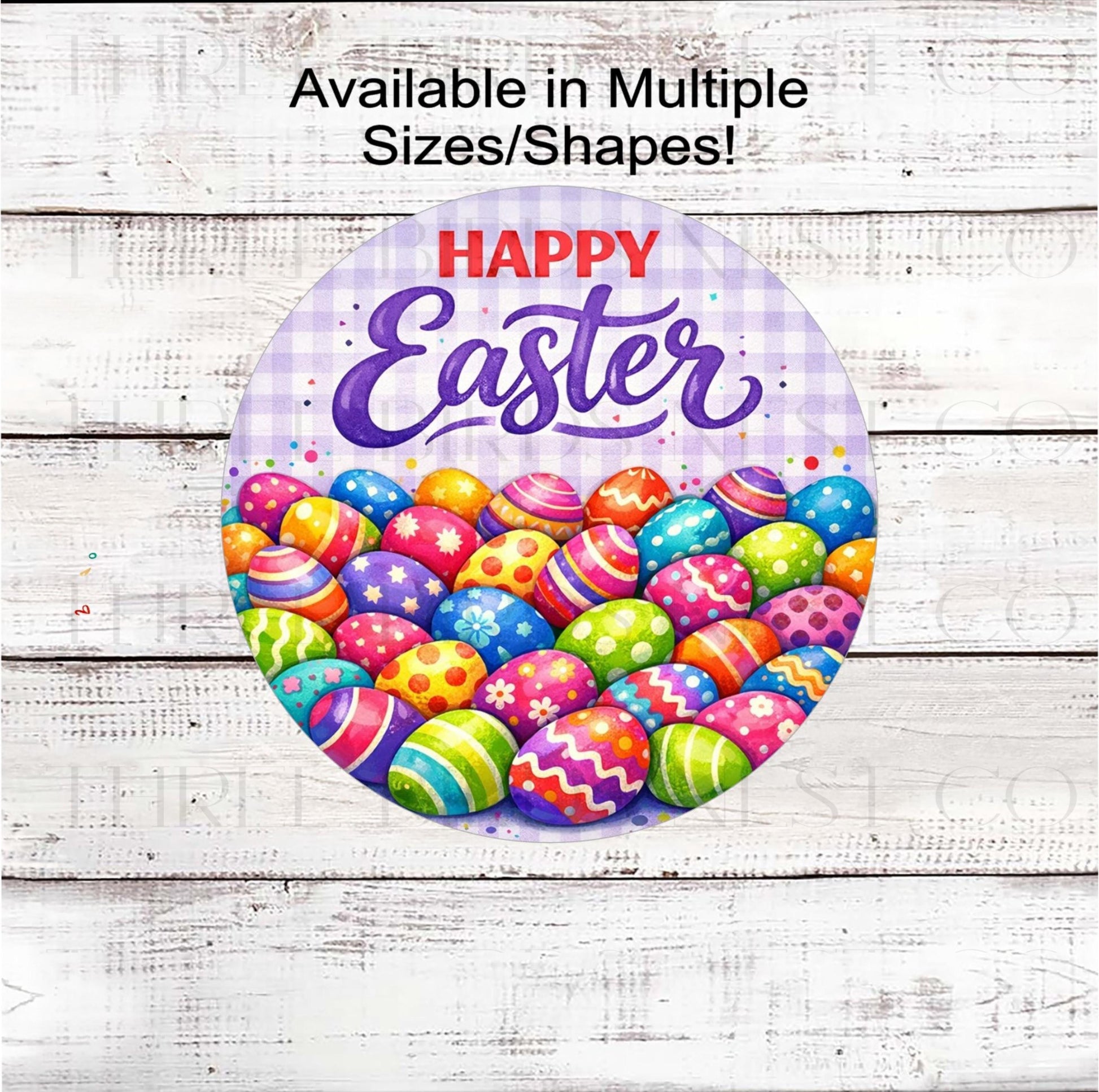 Happy Easter Wreath Sign, Colorful Eggs Decor- E2544