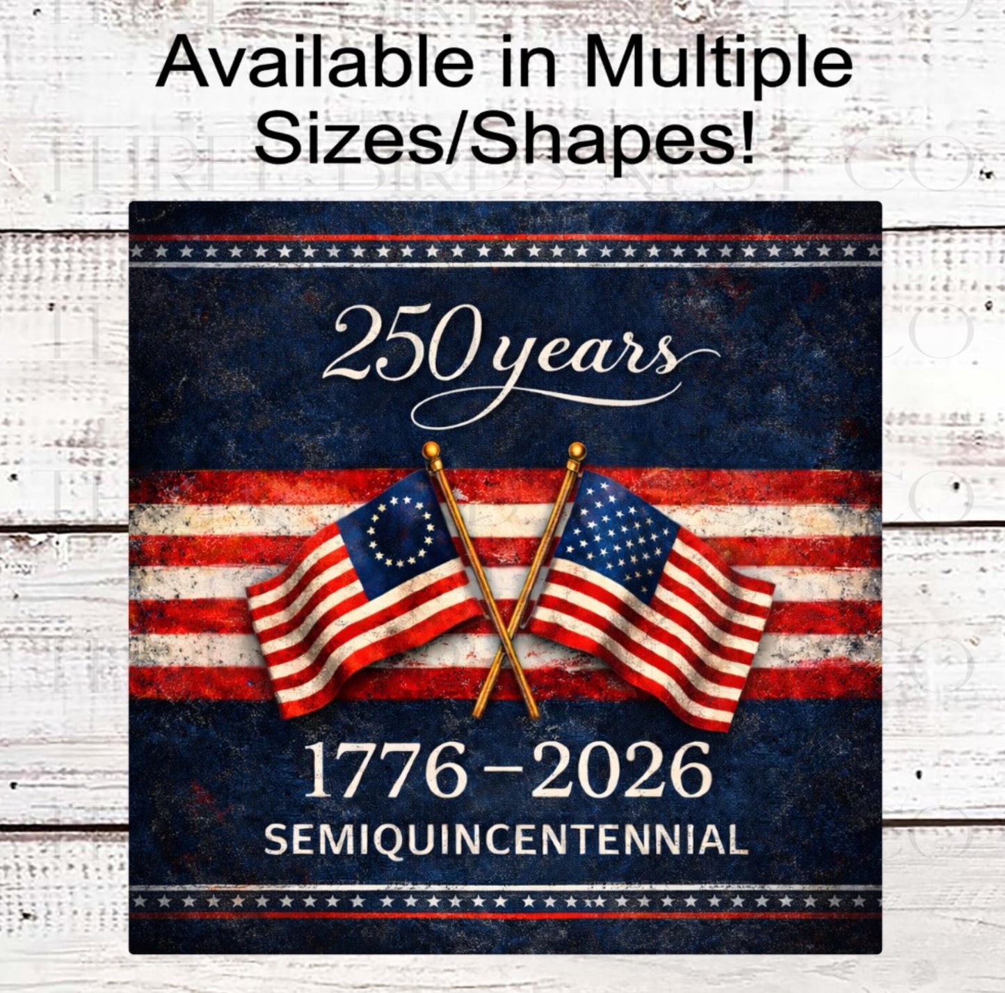 Patriotic Wreath Sign, American Flag, 250 Years, Semiquincentennial- PH2477