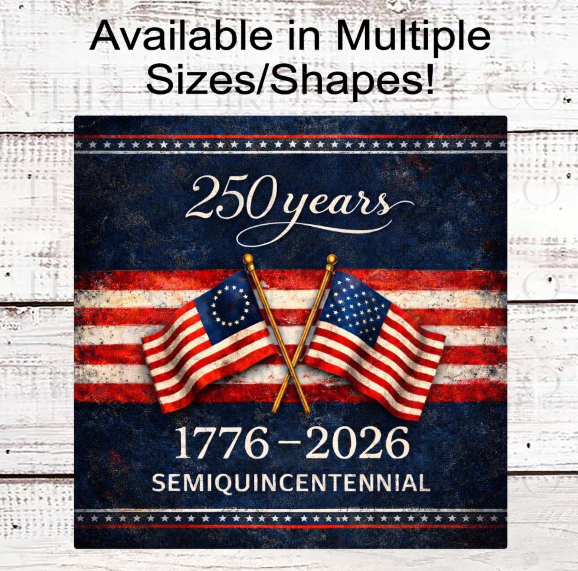 Patriotic Wreath Sign, American Flag, 250 Years, Semiquincentennial- PH2477