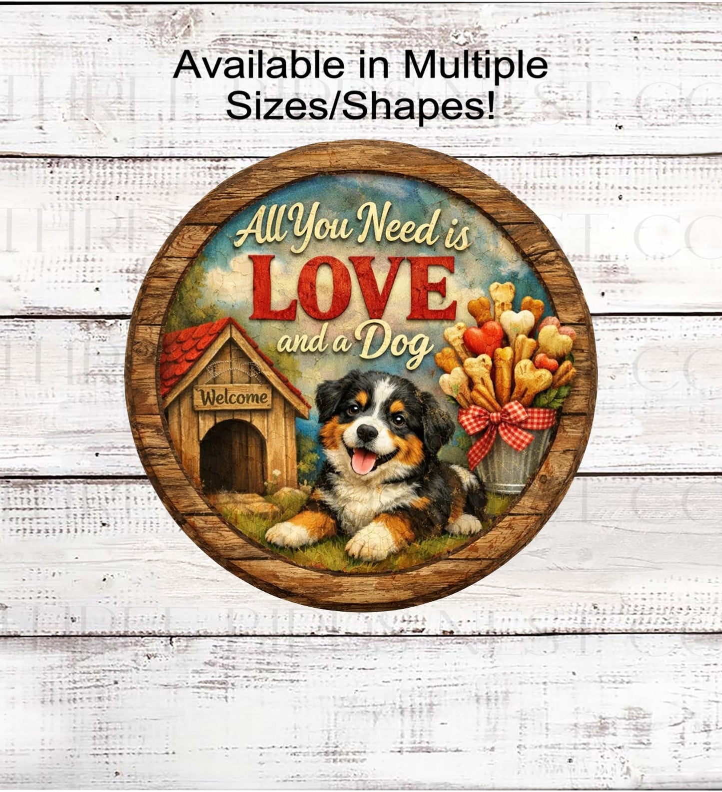 Dog Wreath Signs, All You Need is Love and a Dog, Paw Print Decor- PA2549