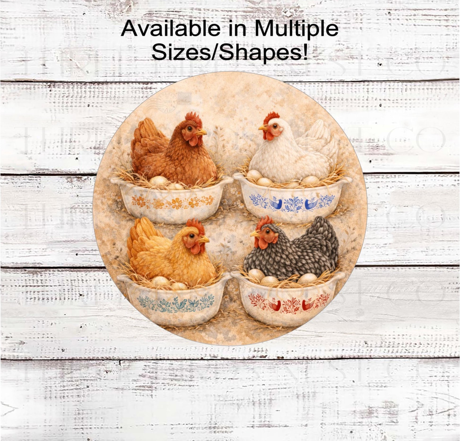 Chicken Wreath Sign, Farm Fresh Eggs, Vintage Kitchen Decor- FH2551
