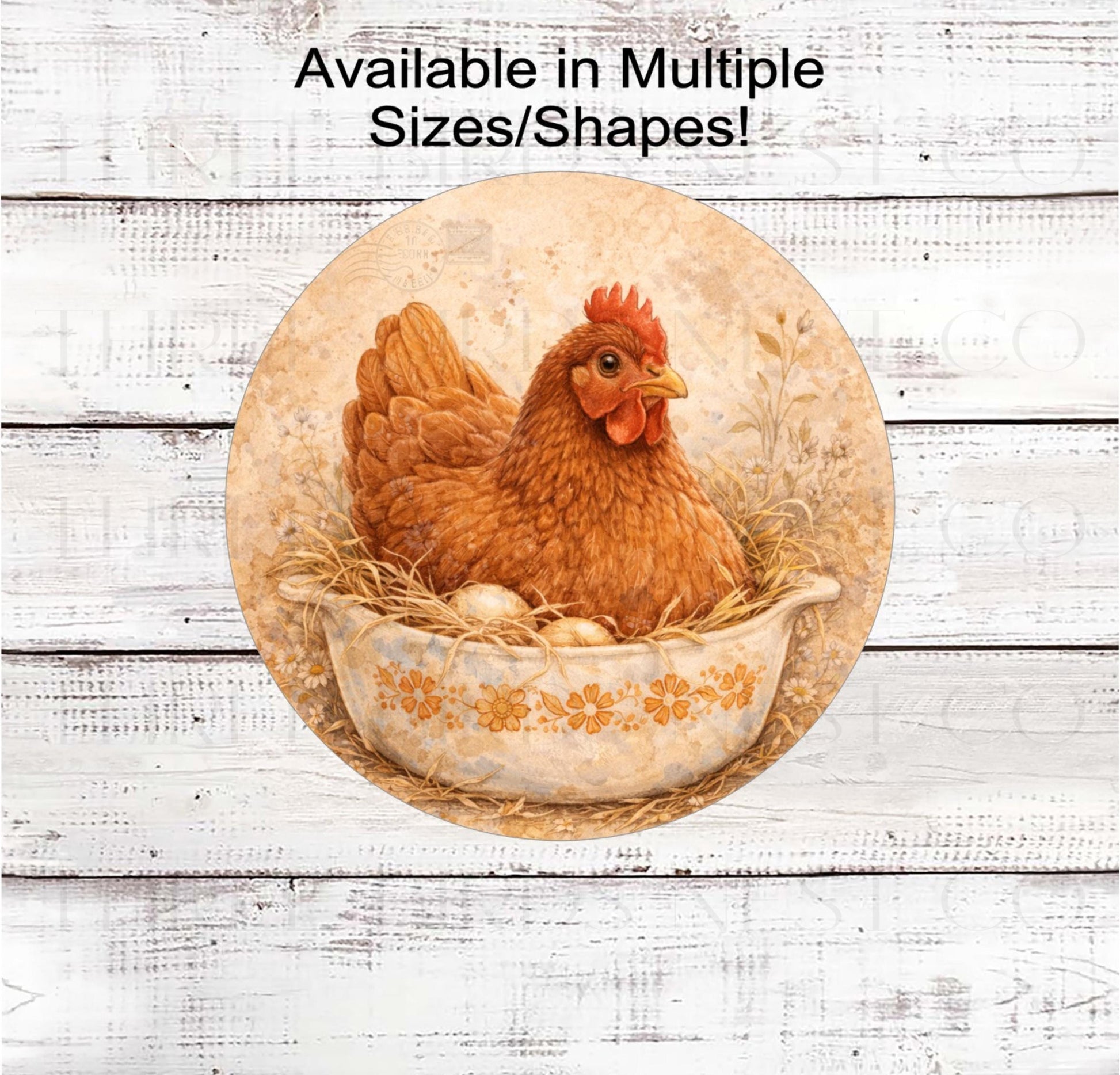 Chicken Wreath Sign, Farm Fresh Eggs, Vintage Kitchen Decor- FH2552