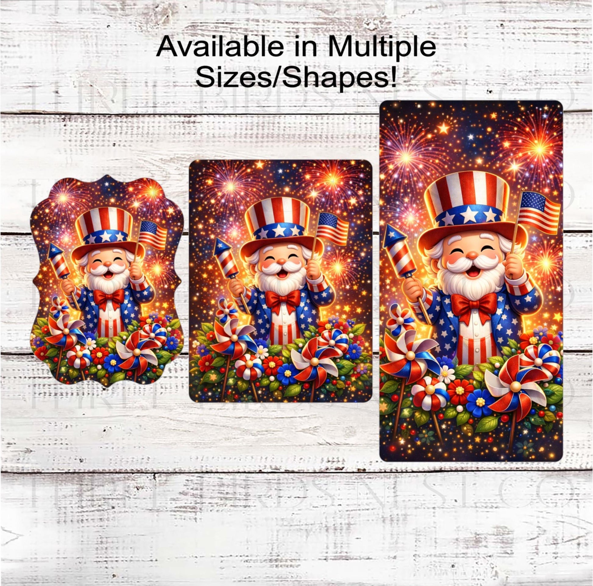 Patriotic Wreath Sign, Uncle Sam with Fireworks- PH2484