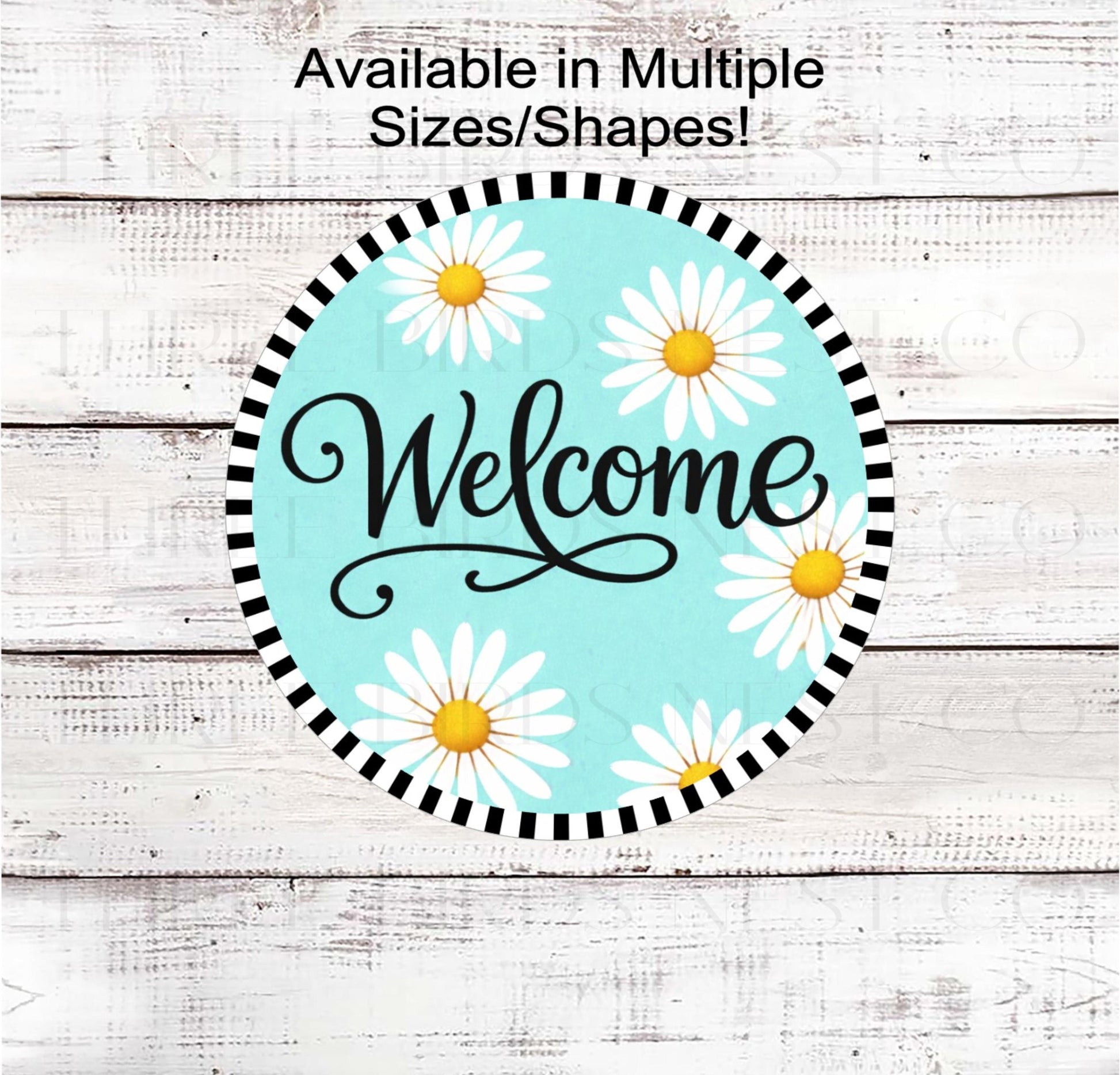 Turquoise Daisy Welcome Wreath Sign, Hello Spring Florals- SS2565