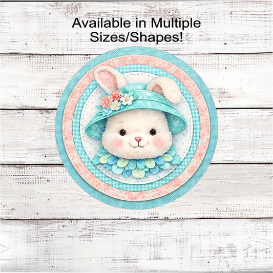Easter Bunny Wreath Sign, Whimsical Floral Decor, Chinoiserie- E2487