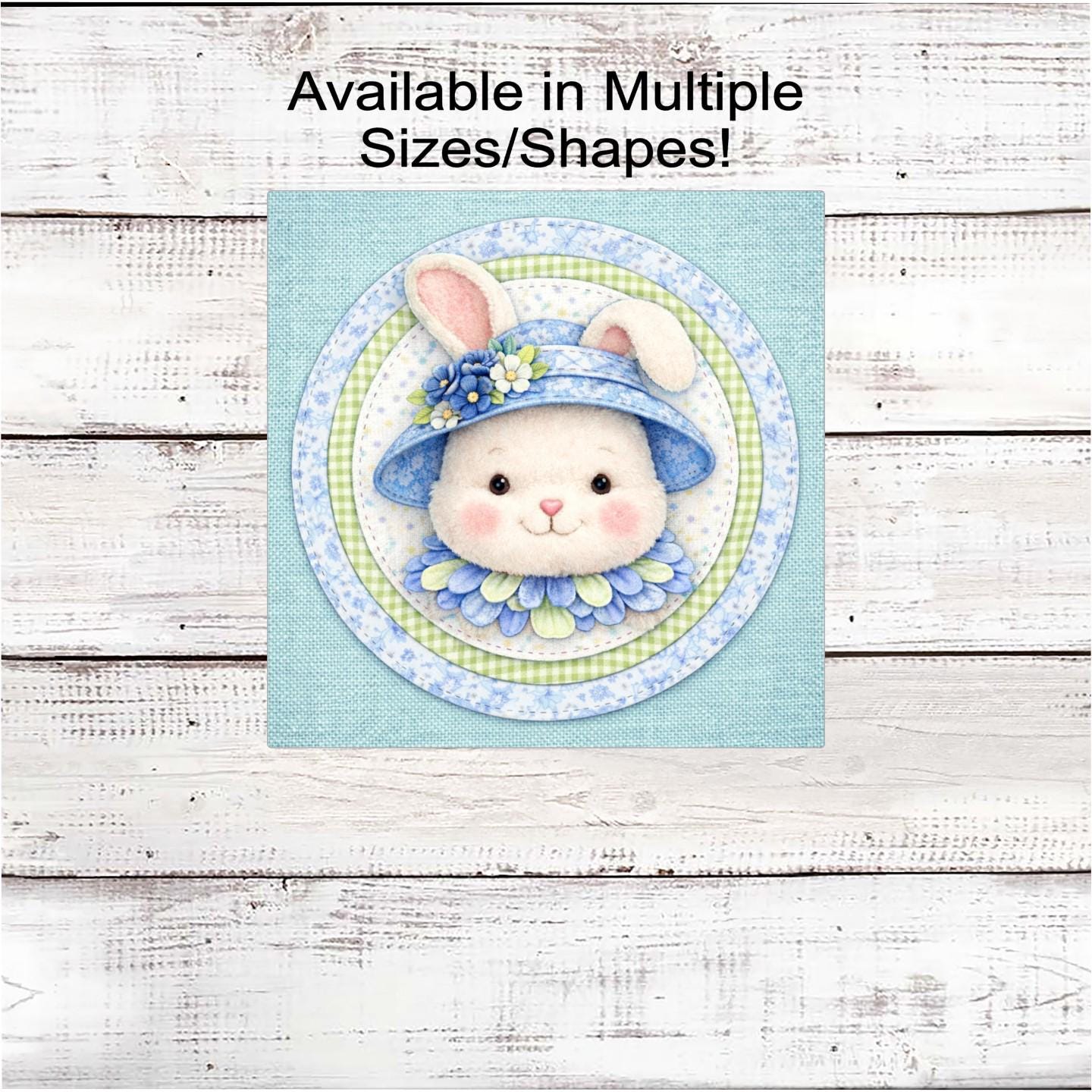 Easter Bunny Wreath Sign, Whimsical Floral Decor, Chinoiserie- E2490
