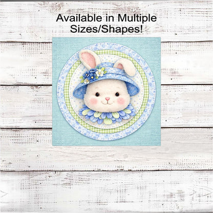 Easter Bunny Wreath Sign, Whimsical Floral Decor, Chinoiserie- E2490