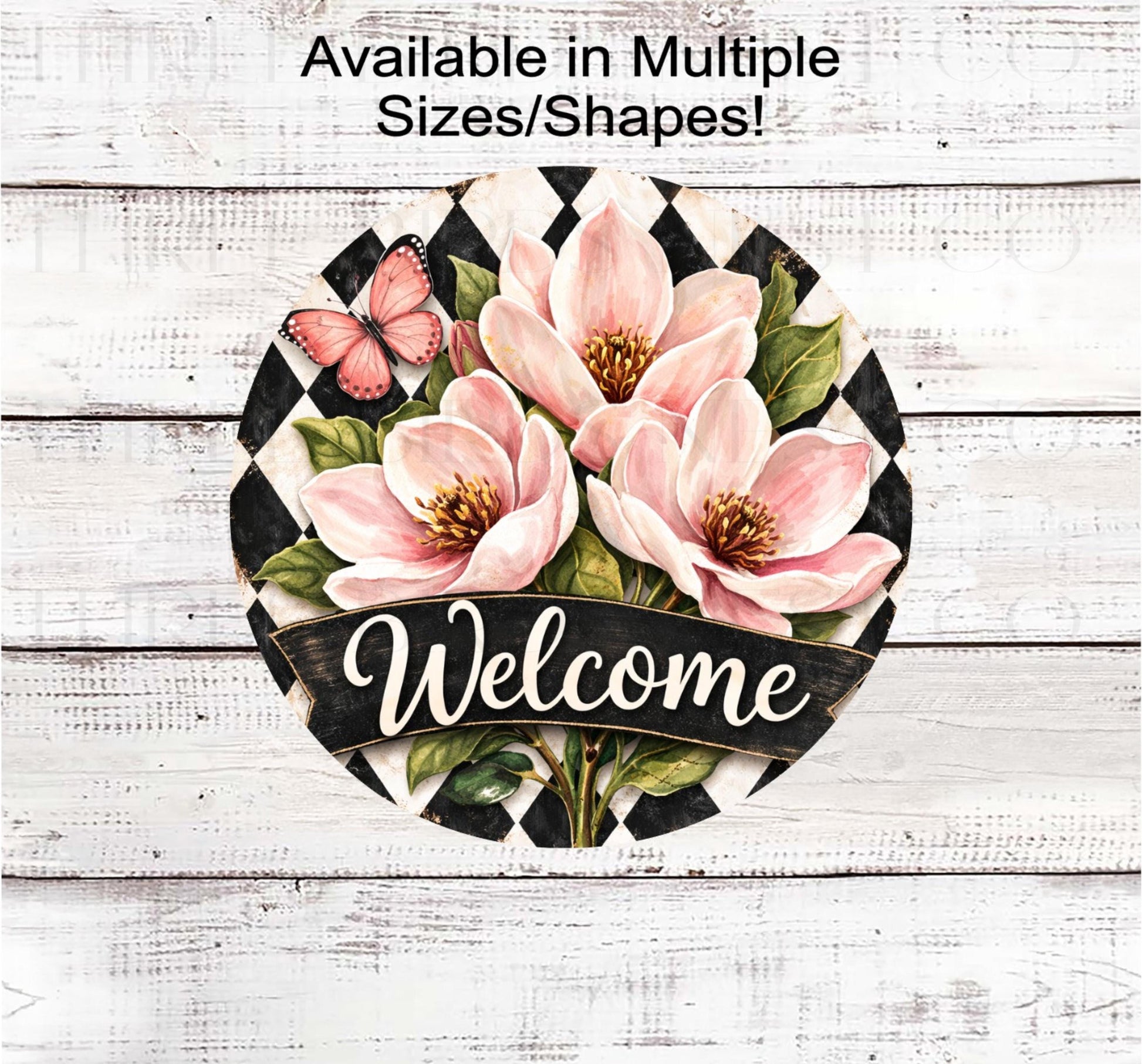 Magnolias Wreath Sign, Rustic Farmhouse- SS2577