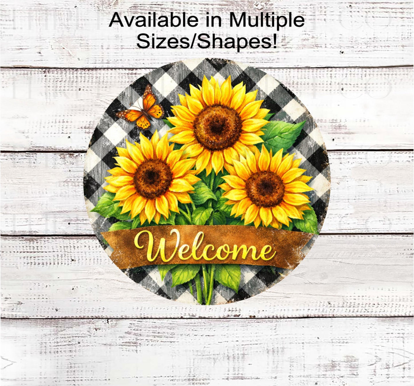 Sunflower Welcome Wreath Sign, Butterfly Lover, Rustic Farmhouse- SS2578