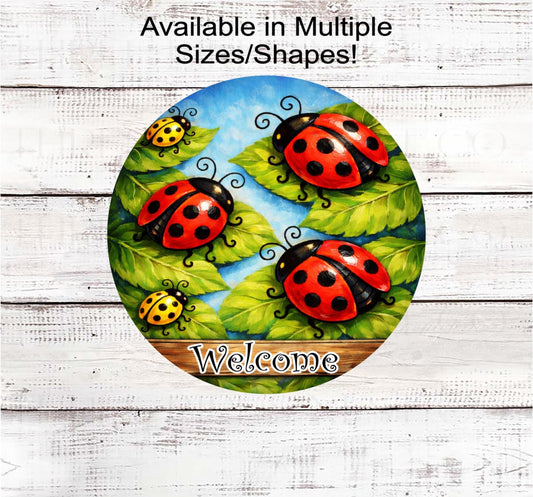 Welcome Wreath Sign, Ladybug Lover- EV2601