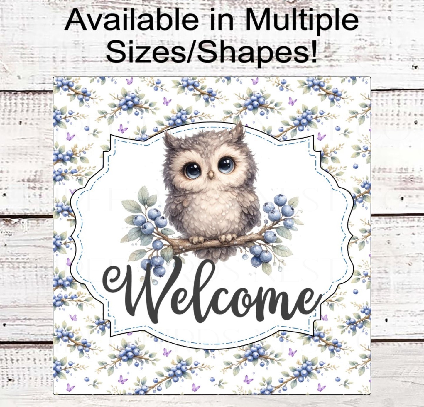 Welcome Wreath Sign, Owl Lover, Blueberries- PA2530