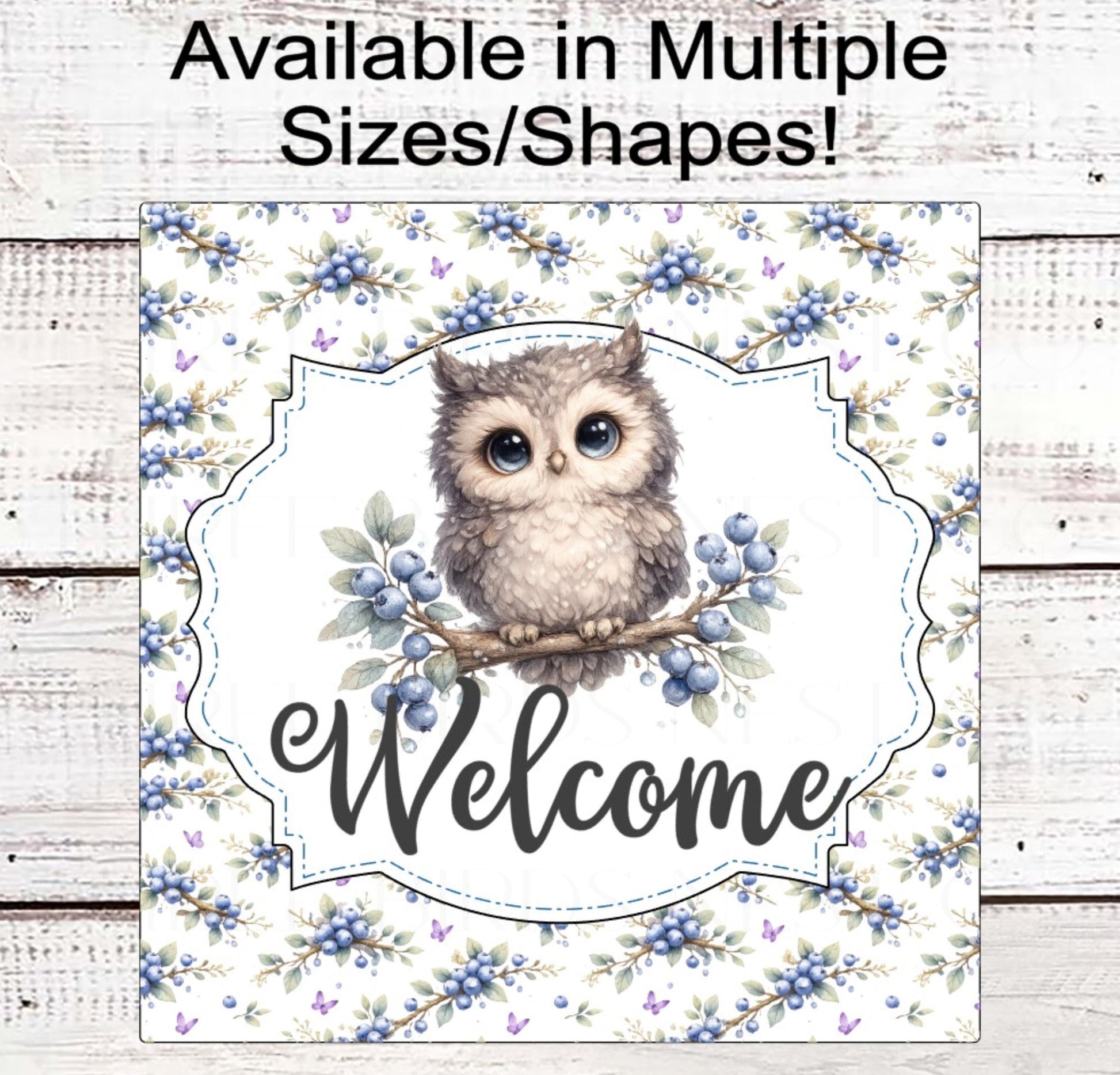 Welcome Wreath Sign, Owl Lover, Blueberries- PA2530
