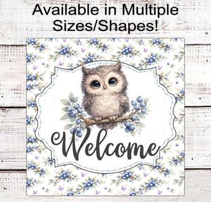 Welcome Wreath Sign, Owl Lover, Blueberries- PA2530