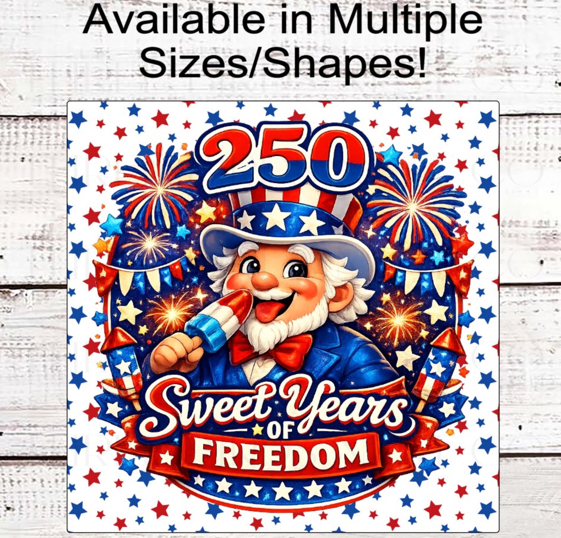 Patriotic Wreath Sign, Ice Cream, Popcicles Decor, American Flag, 250 Years- PH2536