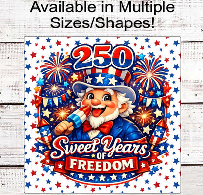 Patriotic Wreath Sign, Ice Cream, Popcicles Decor, American Flag, 250 Years- PH2536