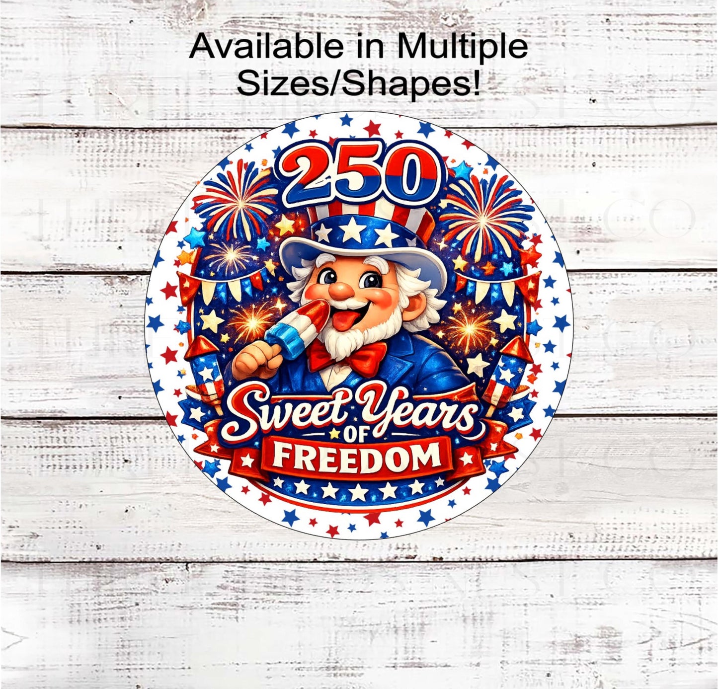 Patriotic Wreath Sign, Ice Cream, Popcicles Decor, American Flag, 250 Years- PH2536