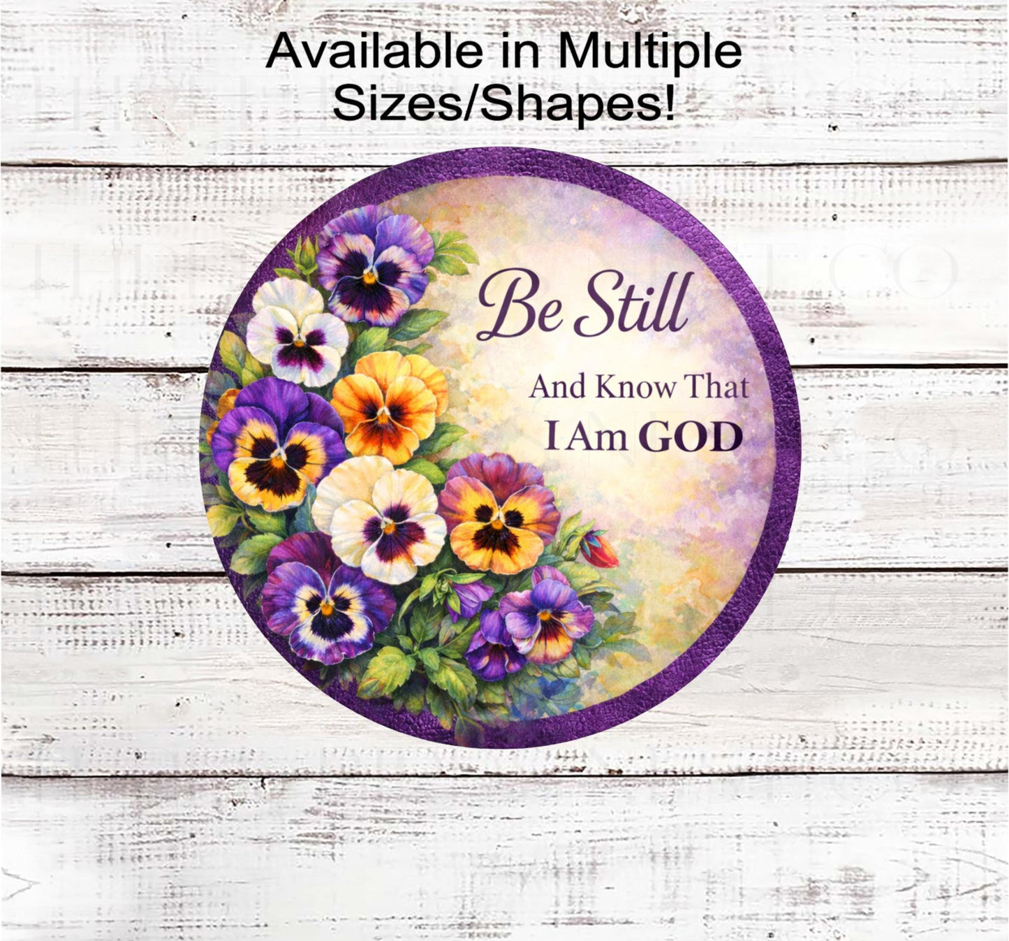 Religious Wreath Sign, Be Still and Know that I am God, Pansy Lover- IR2608