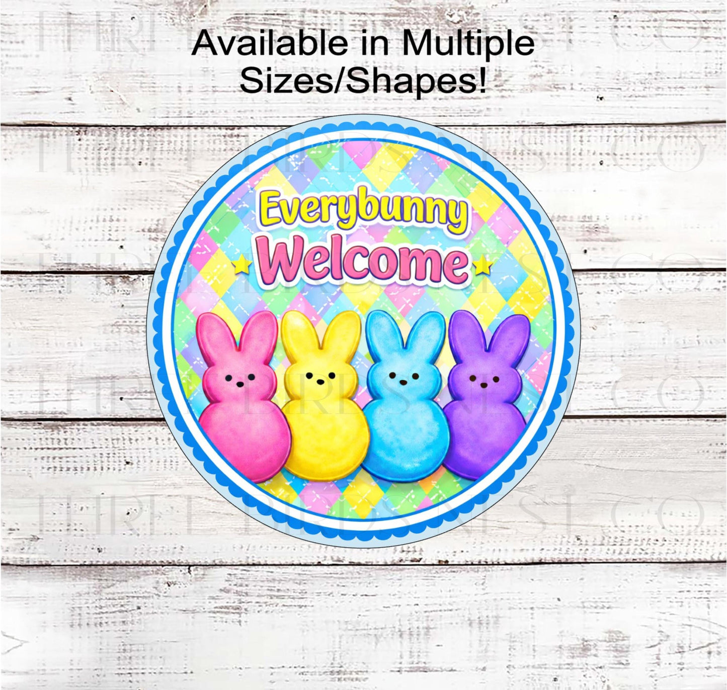 Easter Peeps Wreath Sign, Everybunny Welcome, Spring Decor- E2609