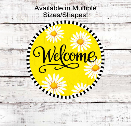 Yellow Daisy Welcome Wreath Sign, Hello Spring Florals- SS2563