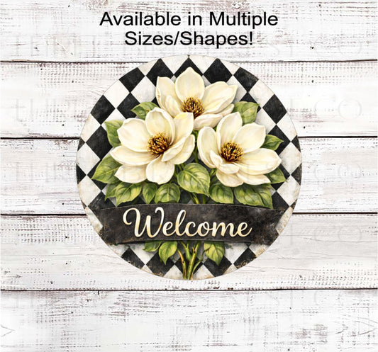 Magnolias Wreath Sign, Rustic Farmhouse- SS2576