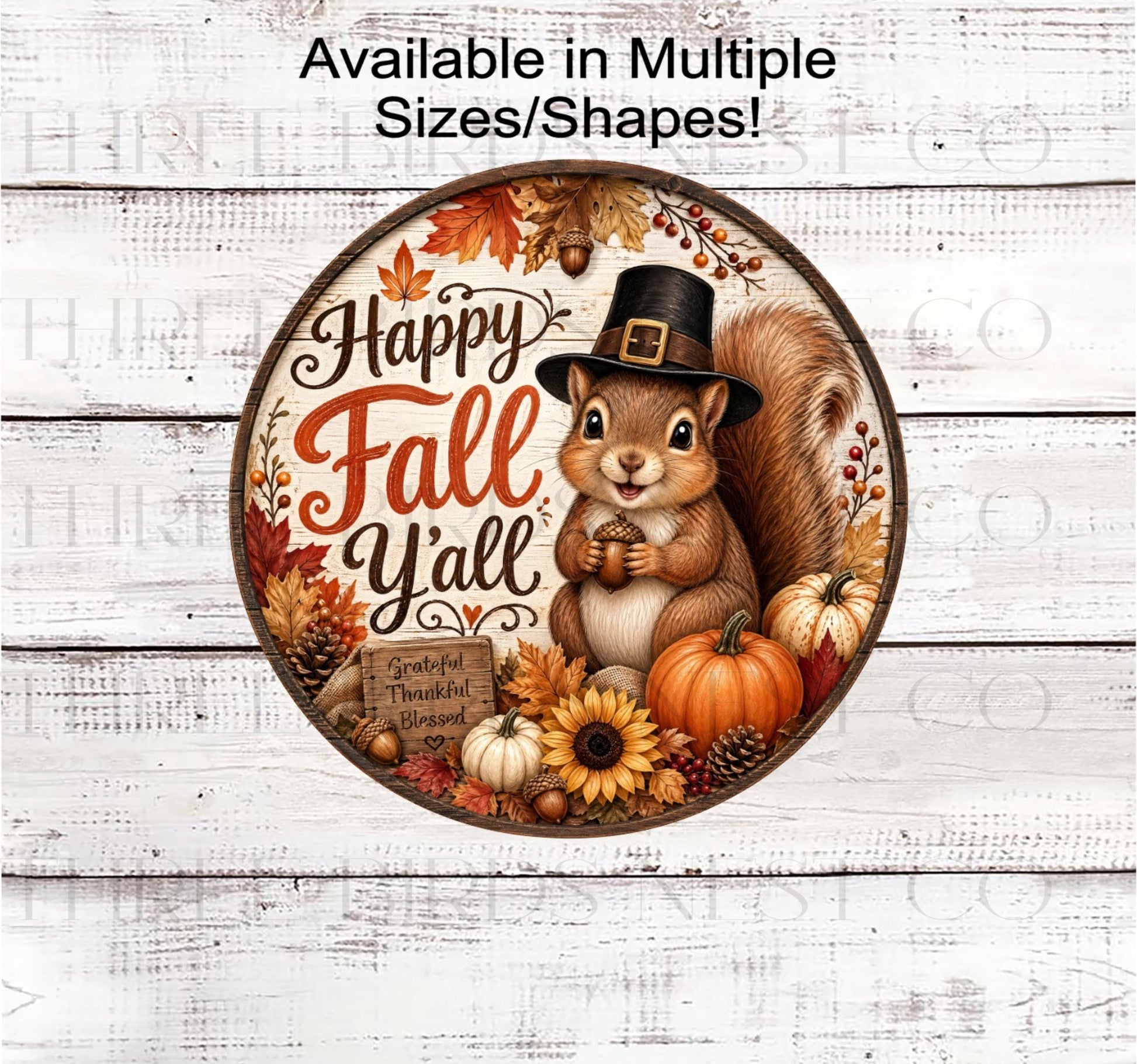 Fall Wreath Sign, Happy Fall Yall, Squirrel Lover- FT2726