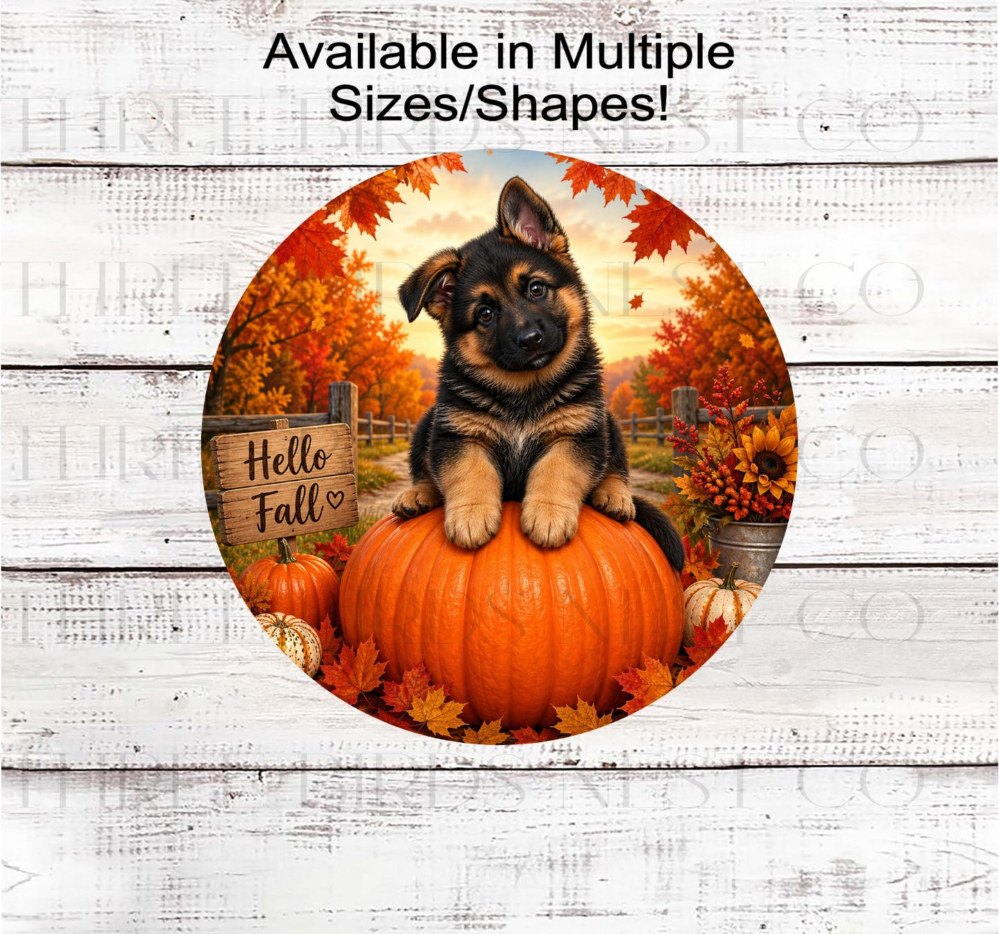 Fall Wreath Sign, German Shepherd Dog Lover, Pumpkins Decor- PA2727