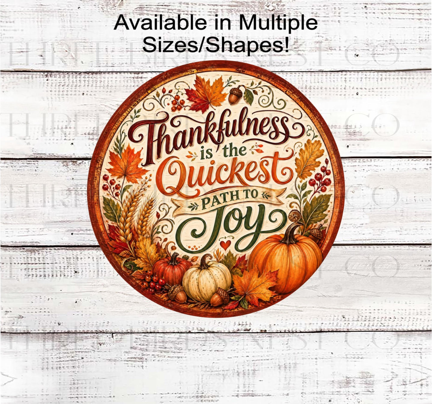 Fall Wreath Sign, Thankfulness and Happiness, Fall Floral Decor- FT2740
