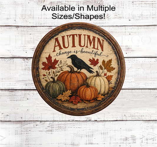 Fall Wreath Sign, Autumn Crow, Americana Primitive Farmhouse- PH2760