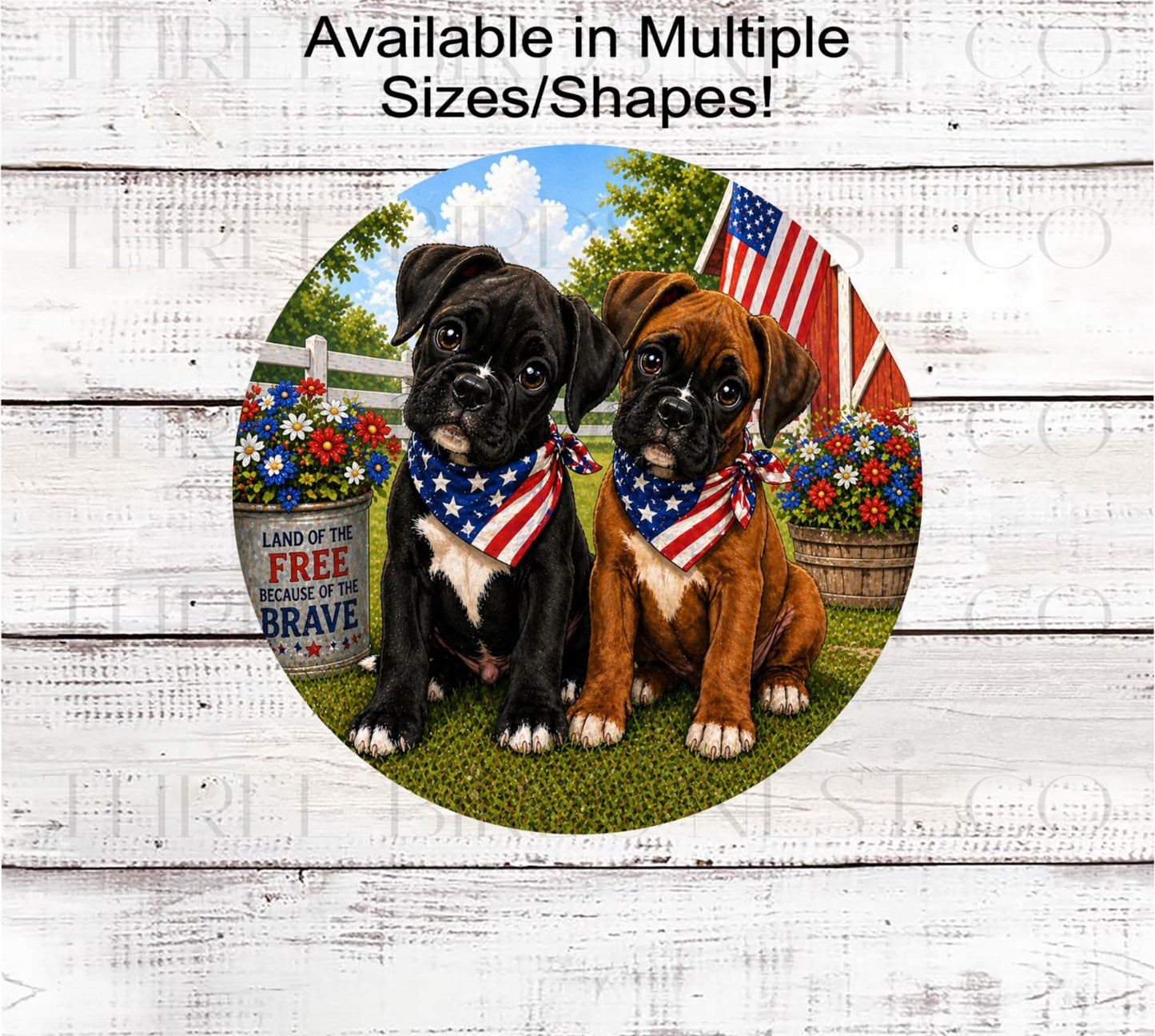 Patriotic Wreath Sign, Boxer Dog Lover- PH2775- TLD