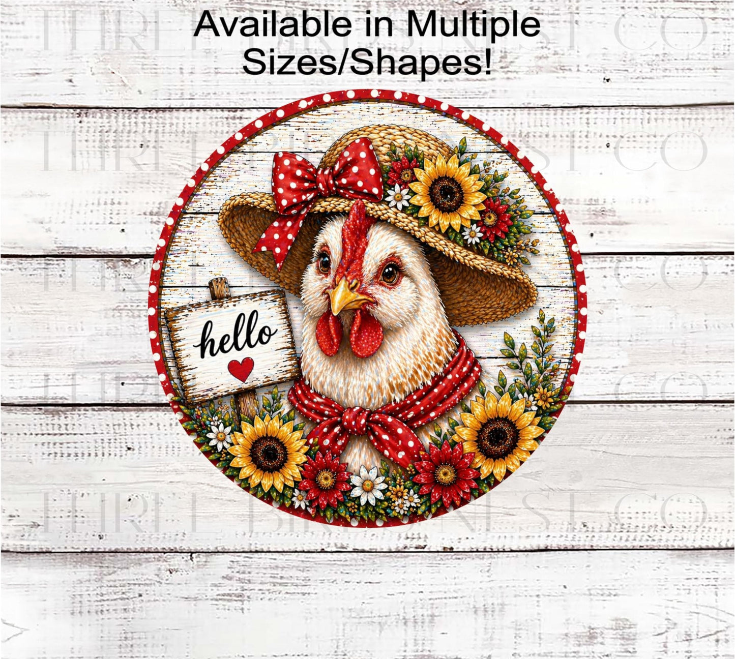 Chicken Wreath Sign, Sunflowers Lover, Rustic Farmhouse- FH2777- TLD