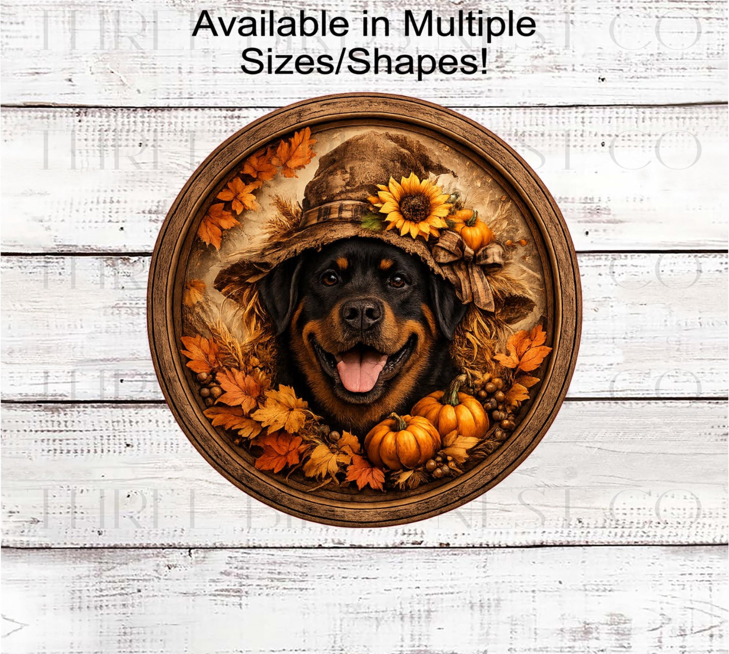 Fall Wreath Sign, Rottweiler Dog, Scarecrow Decor- PA2840