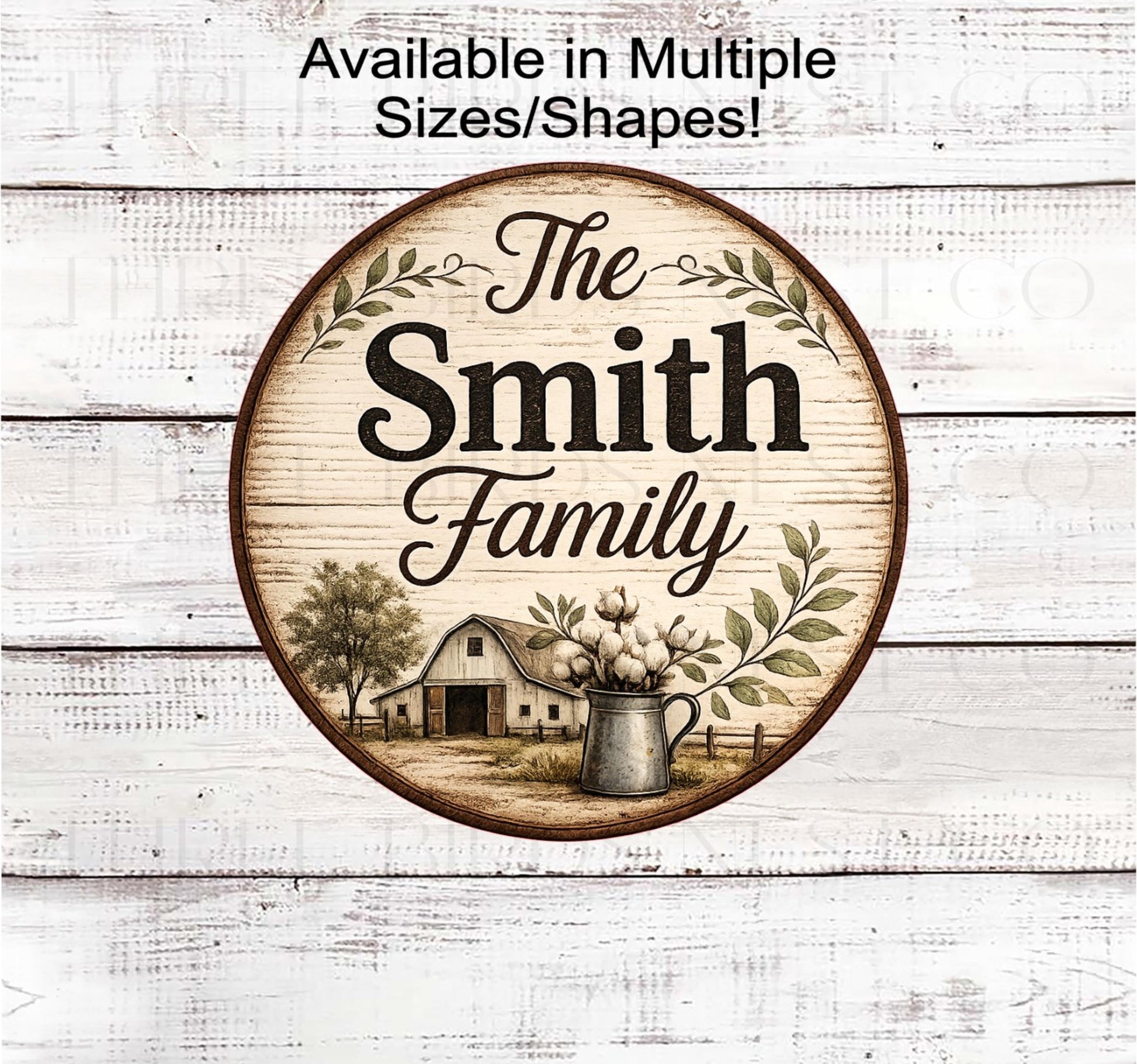Welcome Wreath Sign, Personalized Last Name, Rustic Farmhouse- EV2765