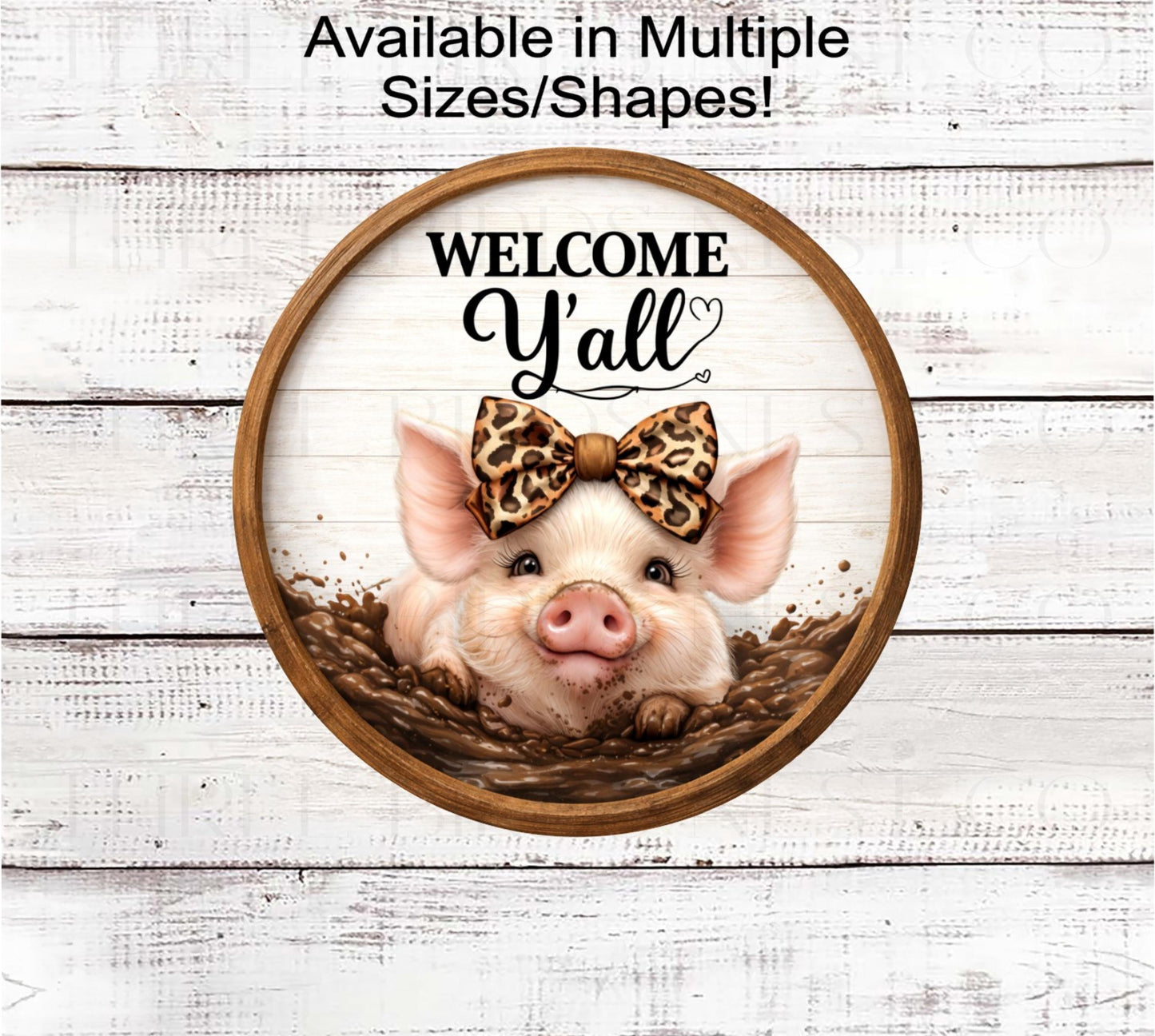 Pig Wreath Sign, Welcome Yall, Rustic Farmhouse- FH2782- TLD