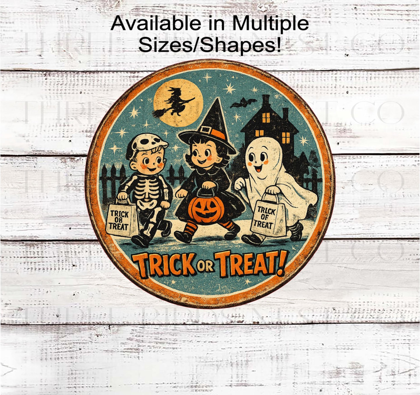 Halloween Wreath Signs, Vintage Trick or Treaters- H2866
