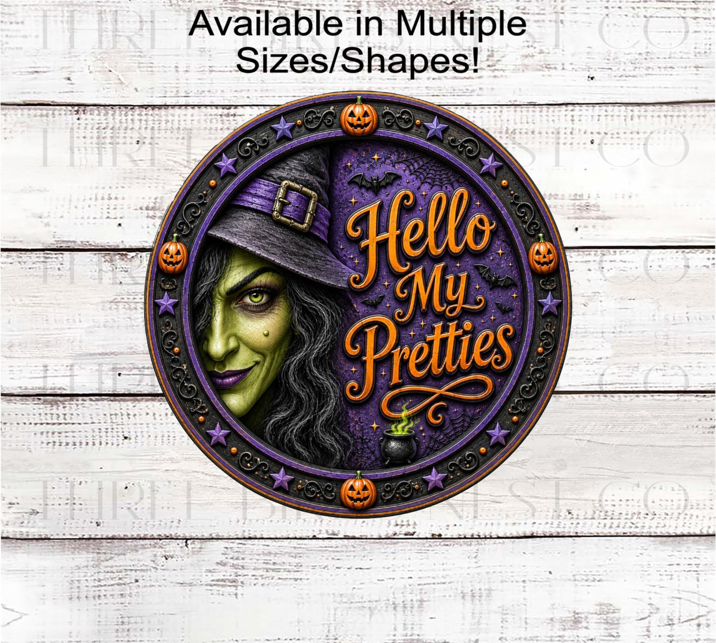 Halloween Wreath Sign, Spooky Witch, Hello My Pretties- H2801