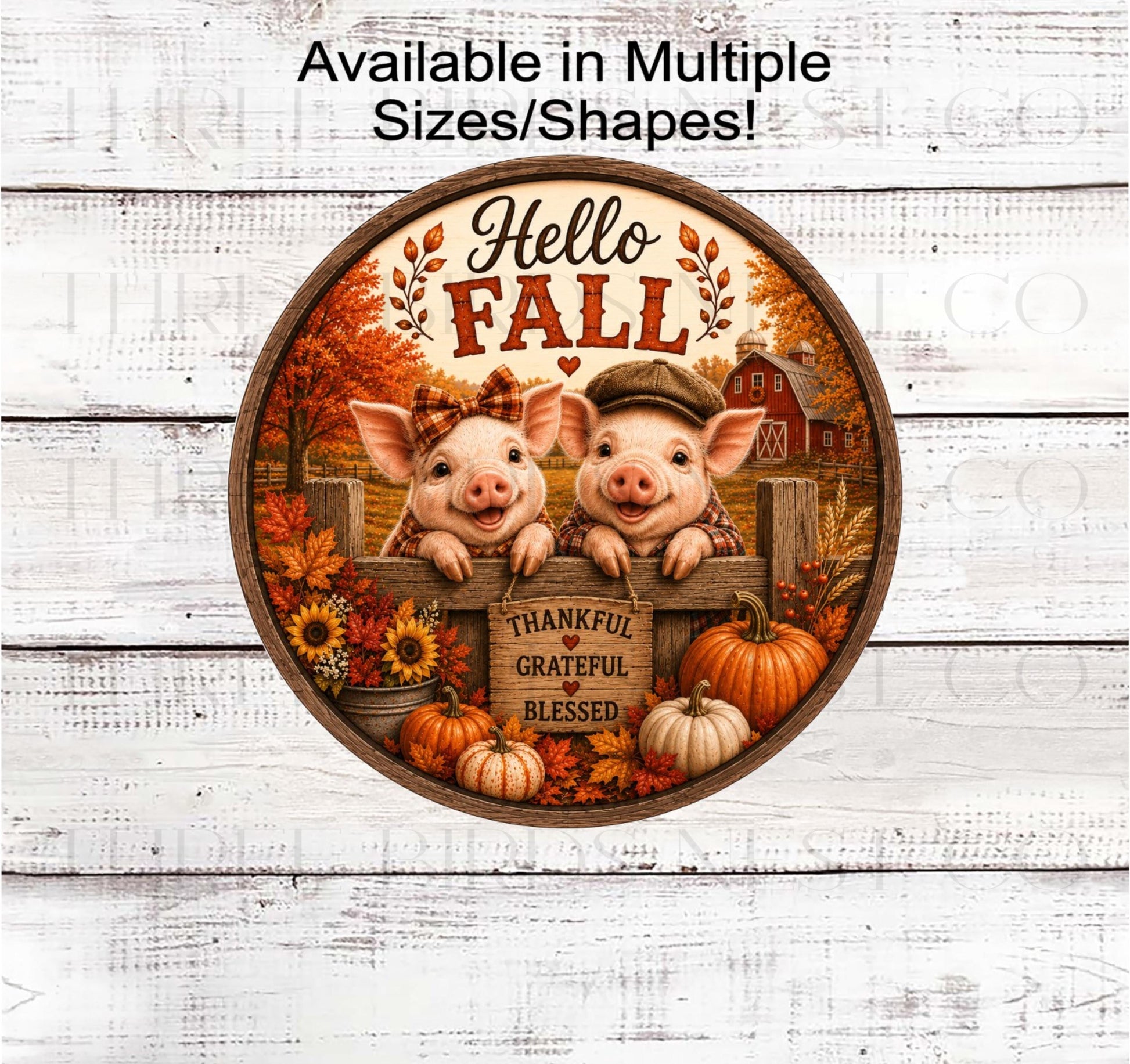 Fall Wreath Sign, Hello Fall, Pig Lover, Pumpkin Farm Decor- FT2870- TLD