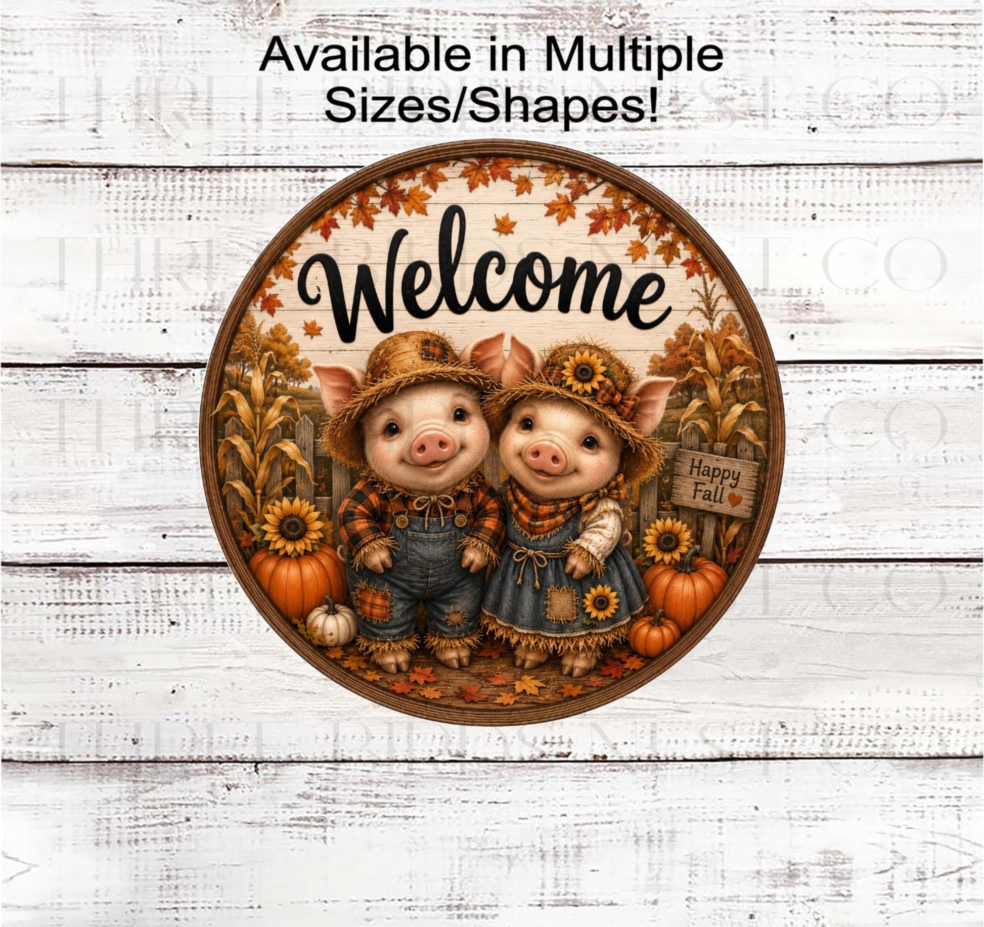 Welcome Wreath Sign, Hello Fall, Pig Lover, Pumpkin Farm Decor- FT2877- TLD