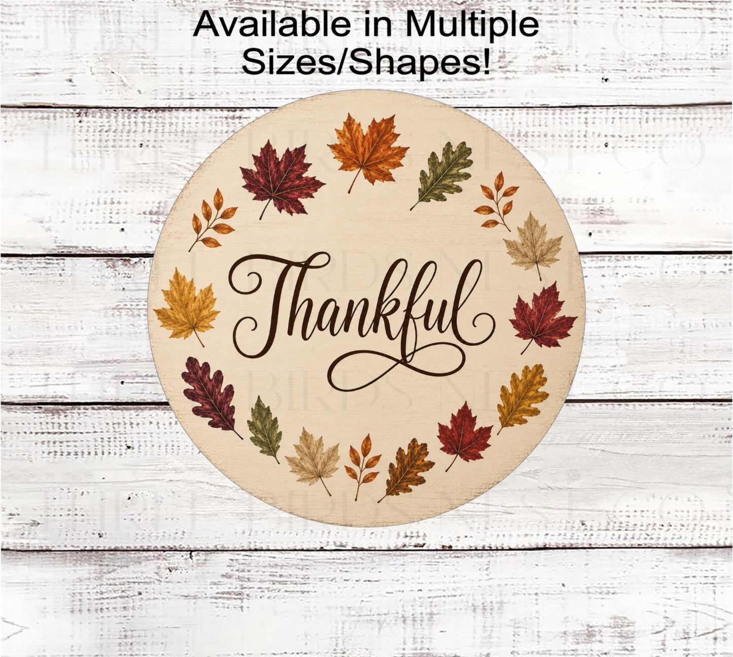 Fall Wreath Sign, Thankful, Colorful Autumn Leaves- FT2814