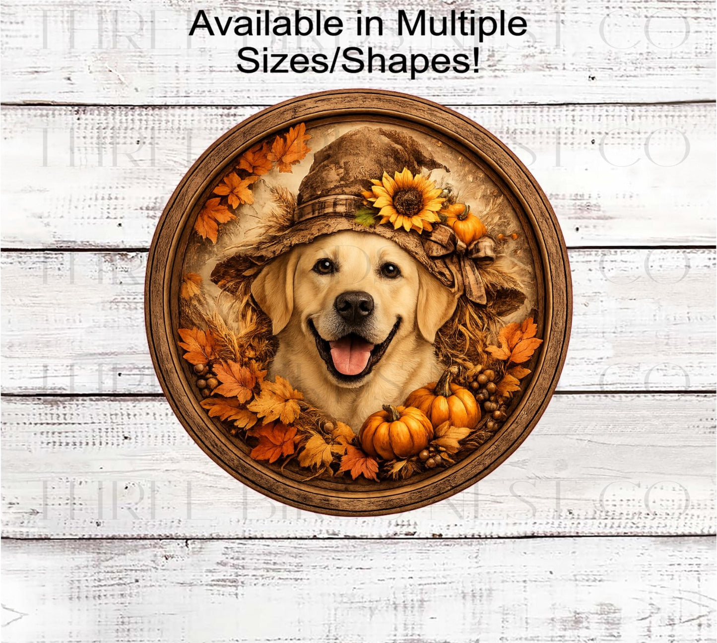 Fall Wreath Sign, Yellow Labrador Retriever Dog, Scarecrow Decor- PA2779