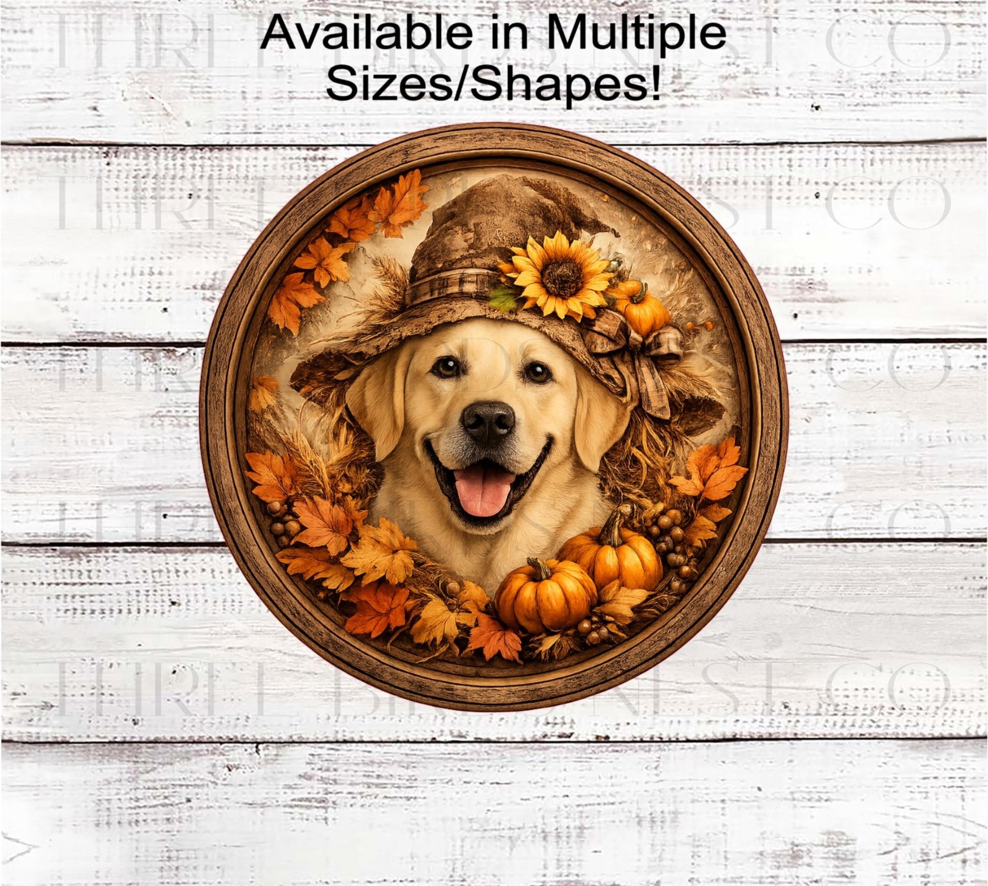Fall Wreath Sign, Yellow Labrador Retriever Dog, Scarecrow Decor- PA2779