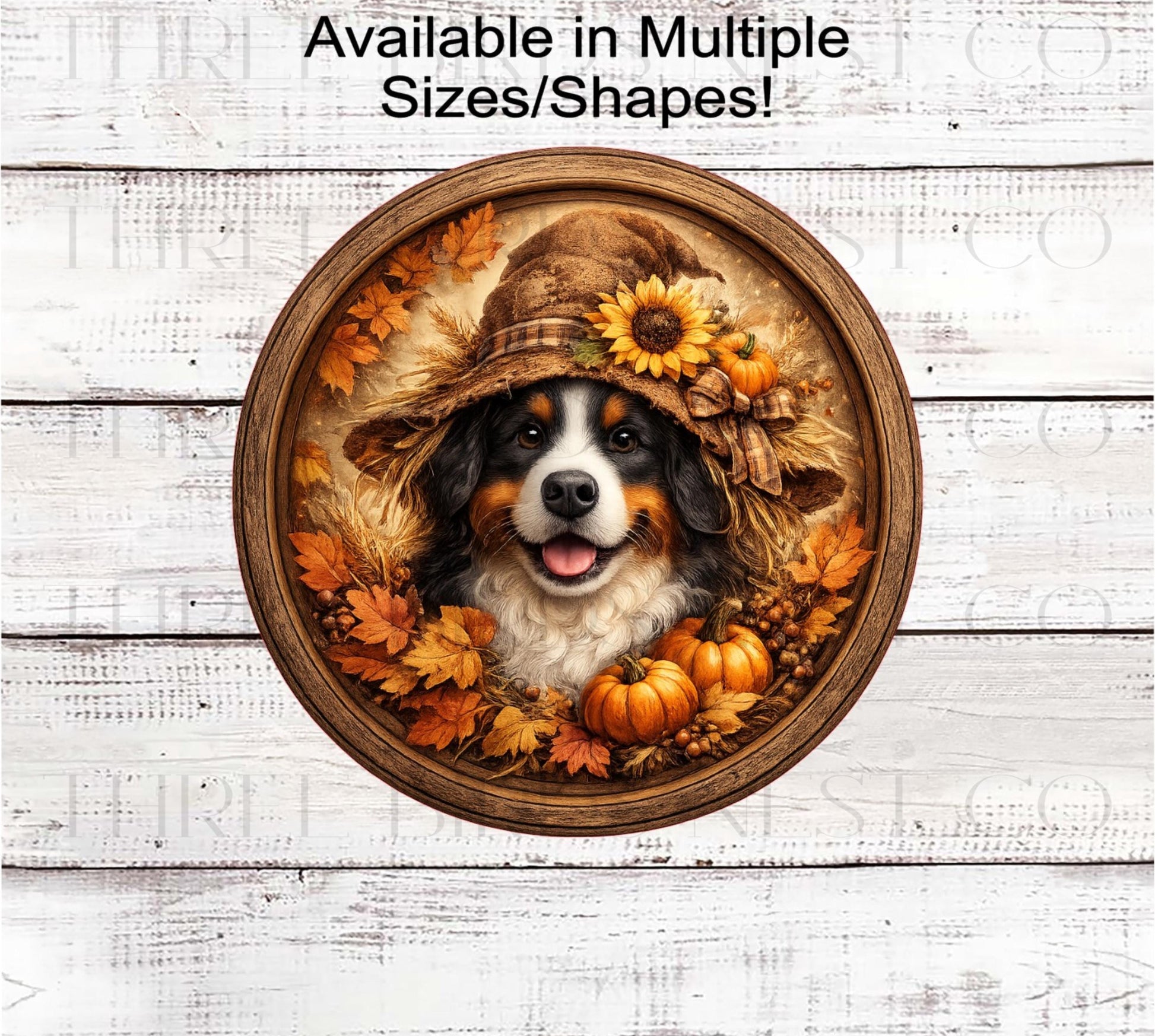 Fall Wreath Sign, Bernese Mountain Dog, Scarecrow Decor- PA2839