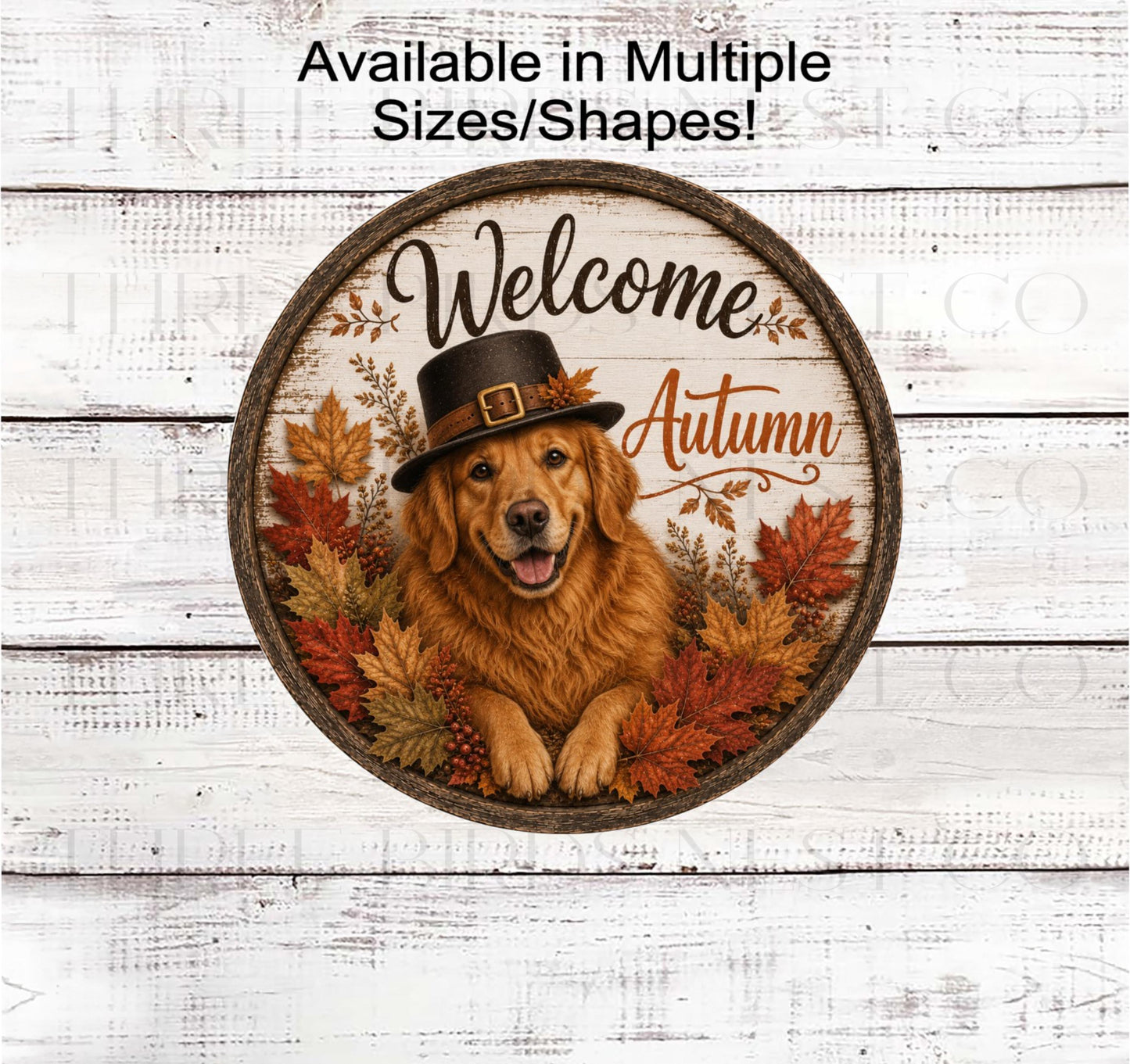 Fall Wreath Sign, Golden Retriever Dog Lover, Welcome Autumn- PA2890