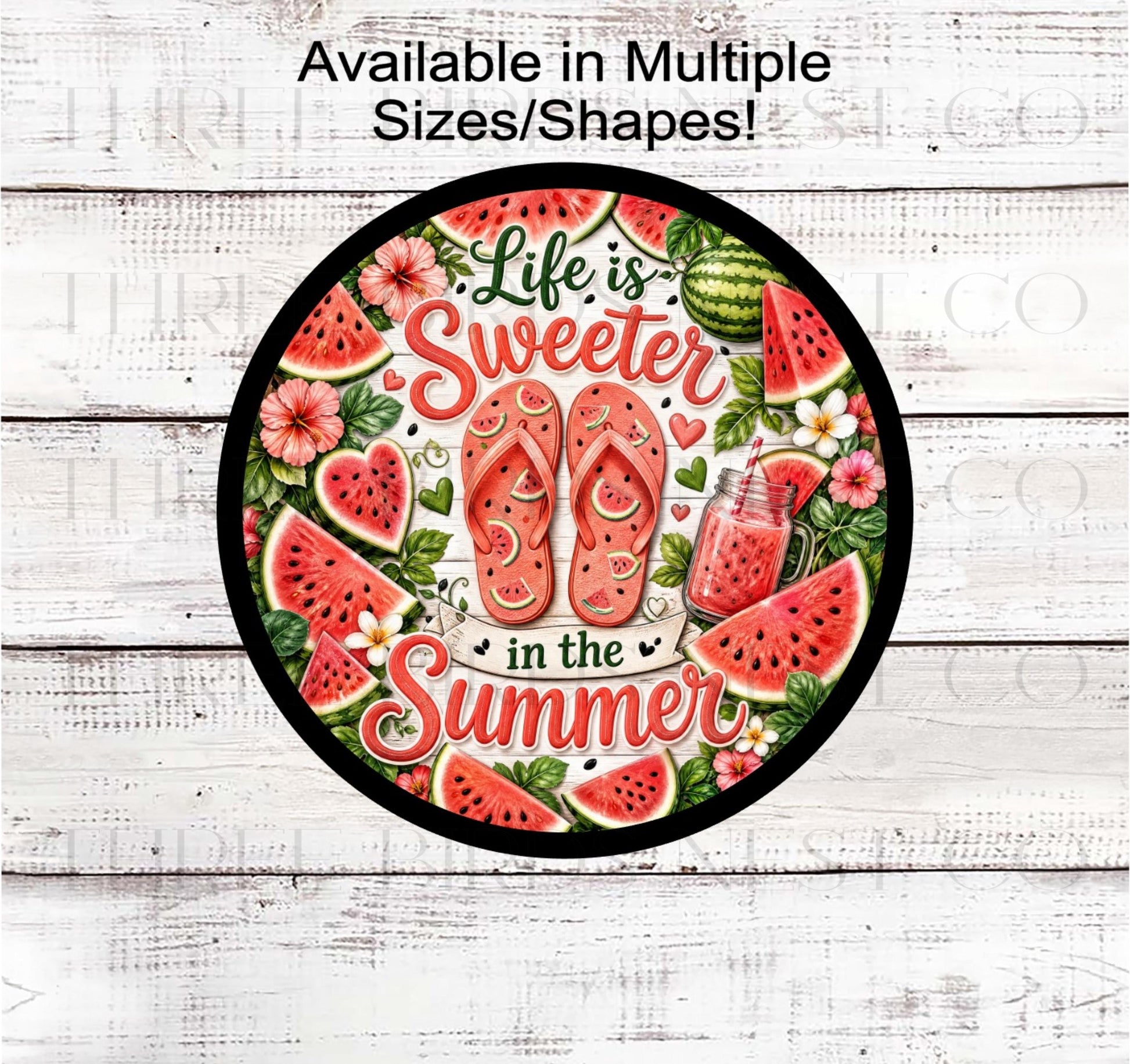 Summer Wreath Sign, Sweet Summer Flip Flops, Watermelon Decor- SS2917