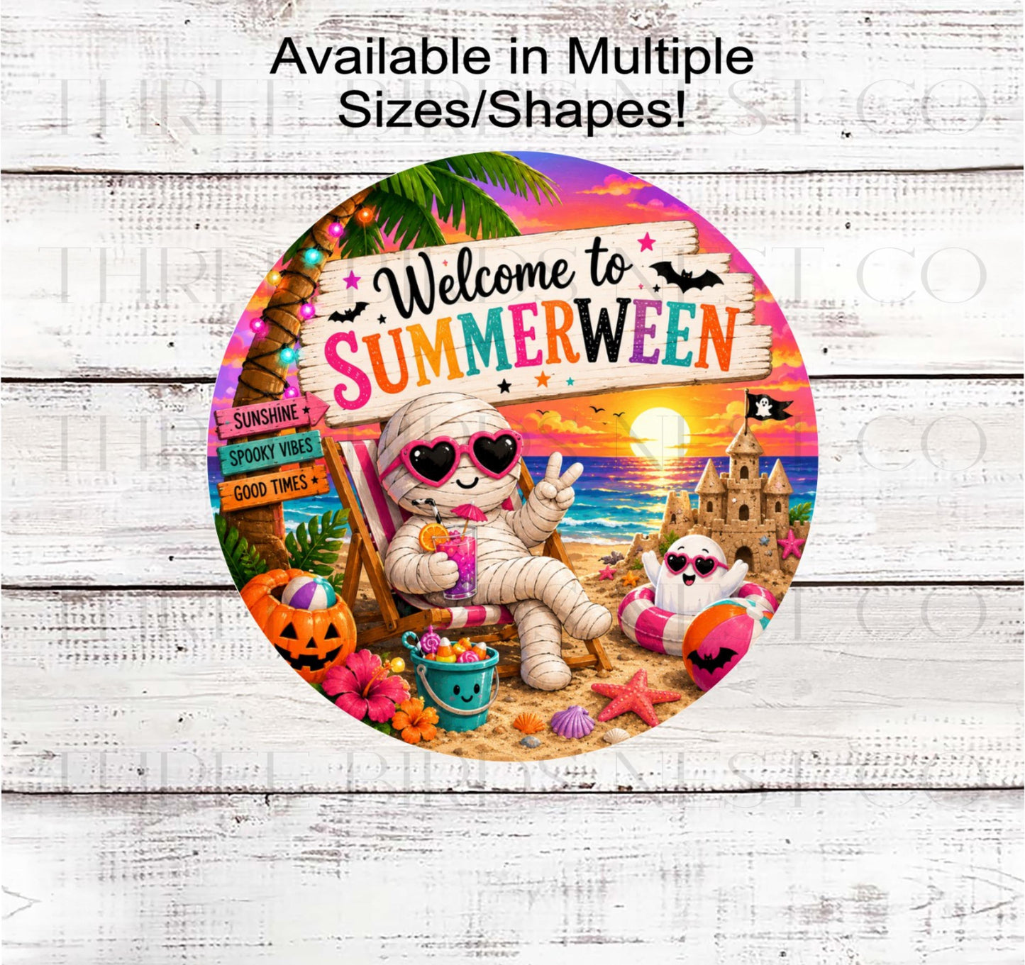Halloween Wreath Sign, Summerween Mummy- H2921- TLD