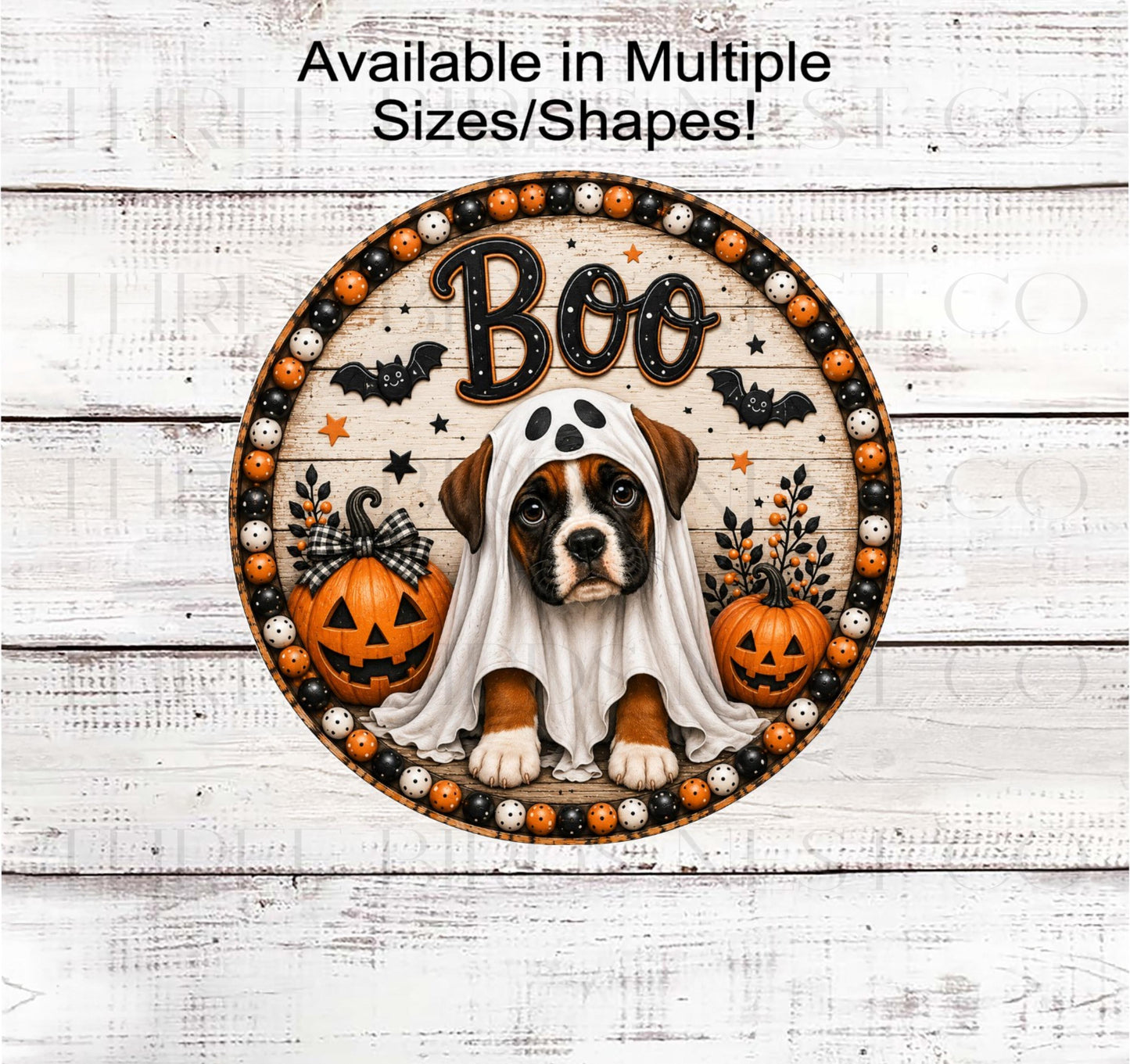 Halloween Wreath Sign, Boo Boxer Ghost- PA2871- TLD