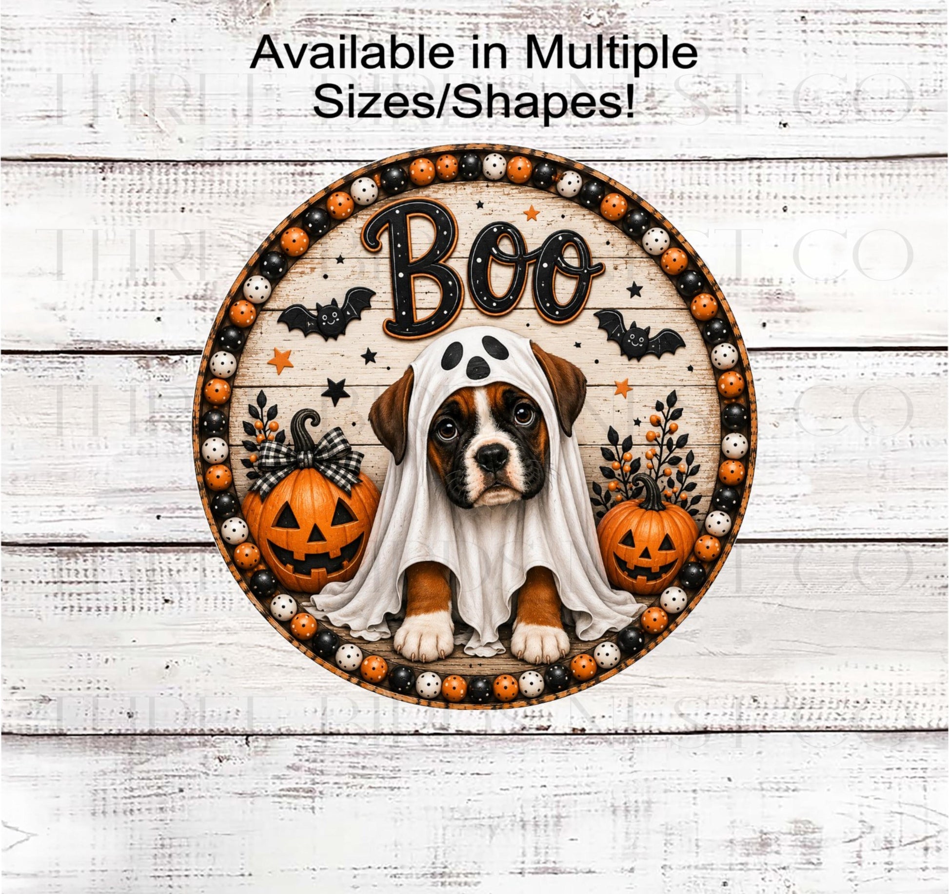 Halloween Wreath Sign, Boo Boxer Ghost- PA2871- TLD