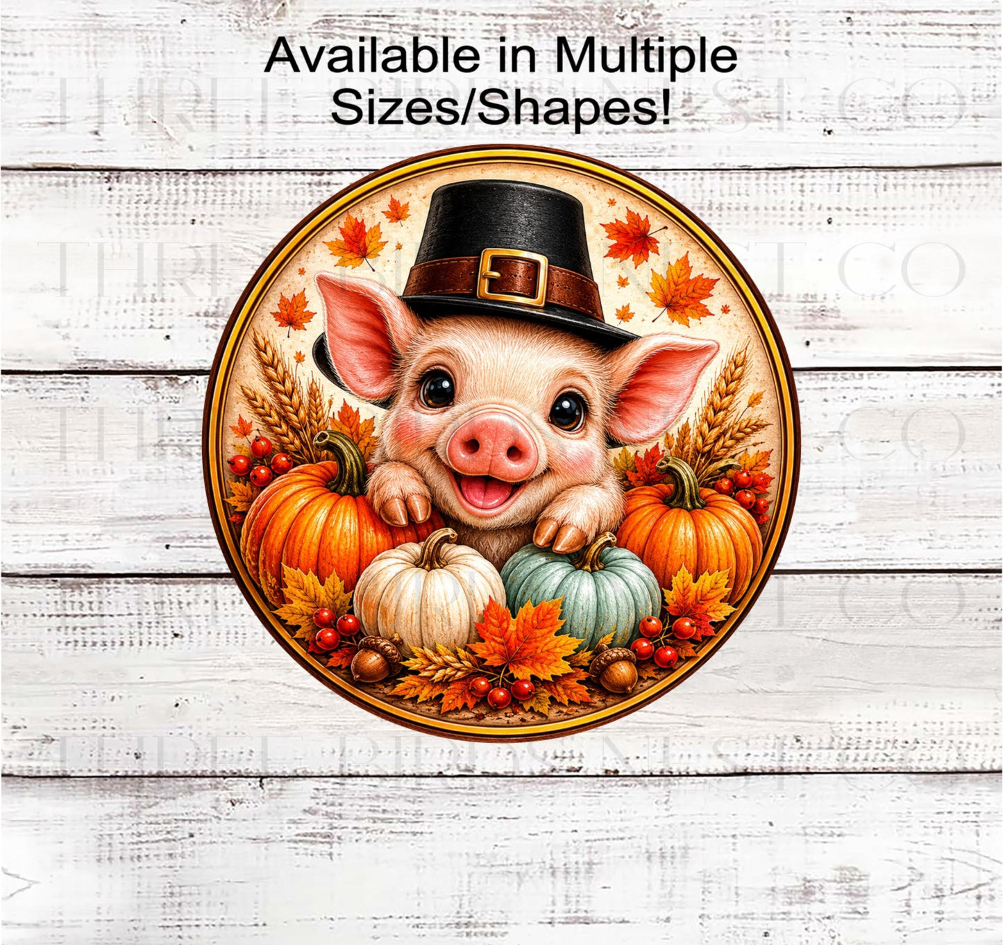 Fall Wreath Sign, Pilgrim Pig Lover, Pumpkin Farm Decor- FT2879