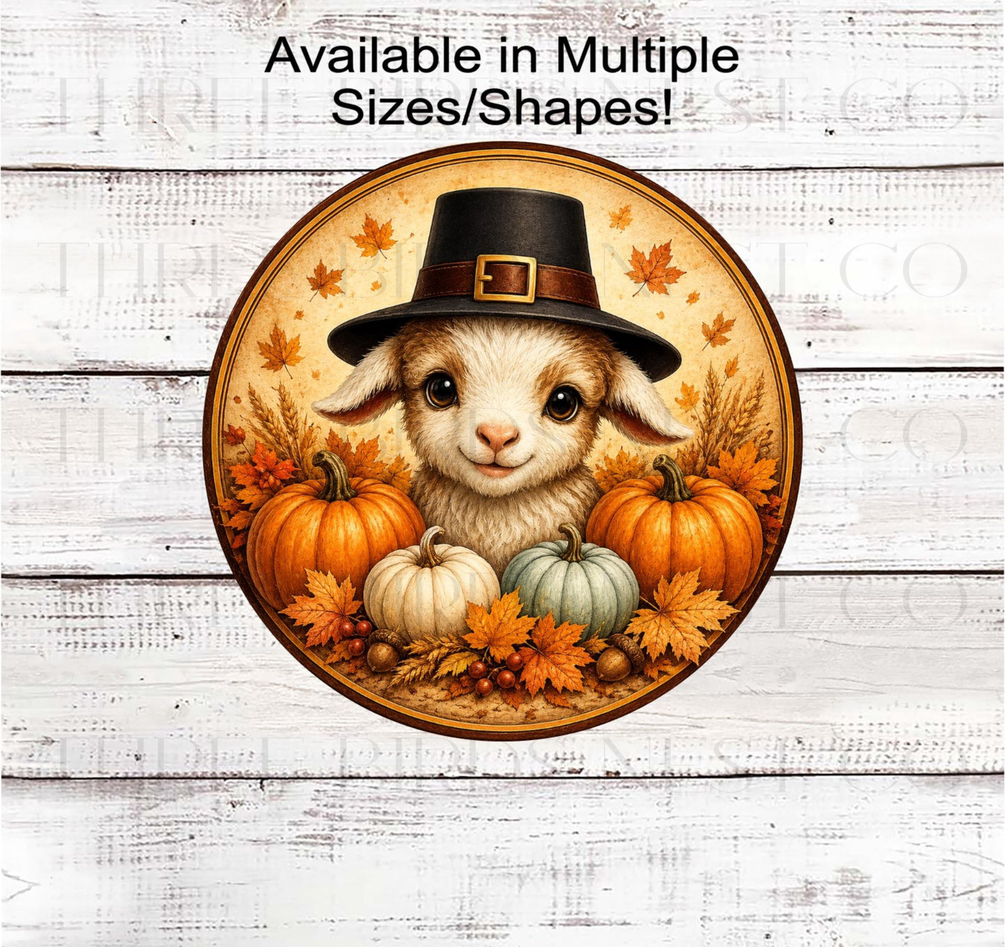Fall Wreath Sign, Pilgrim Hat, Goat Lover, Pumpkin Farm Decor- FT2881
